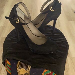 Black ankle strap 4 inch heels.